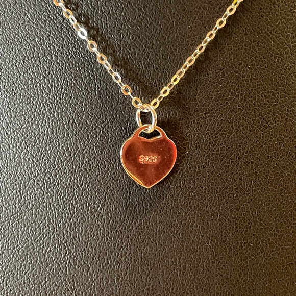 Sterling Silver Red Enamel Heart Necklace. NWOT - Picture 2 of 2